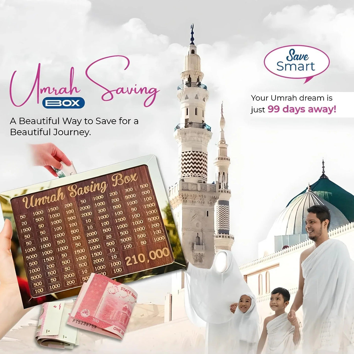 Umrah Saving Wooden Box