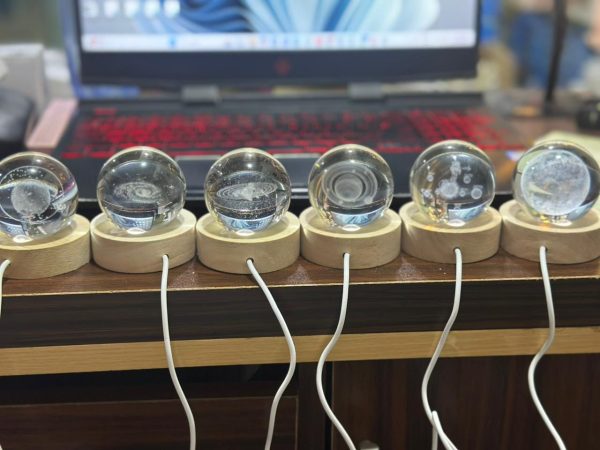 3d Galaxy Solar System Crystal Ball Night Light With Wooden Base For Boys And Girls (random Designs
